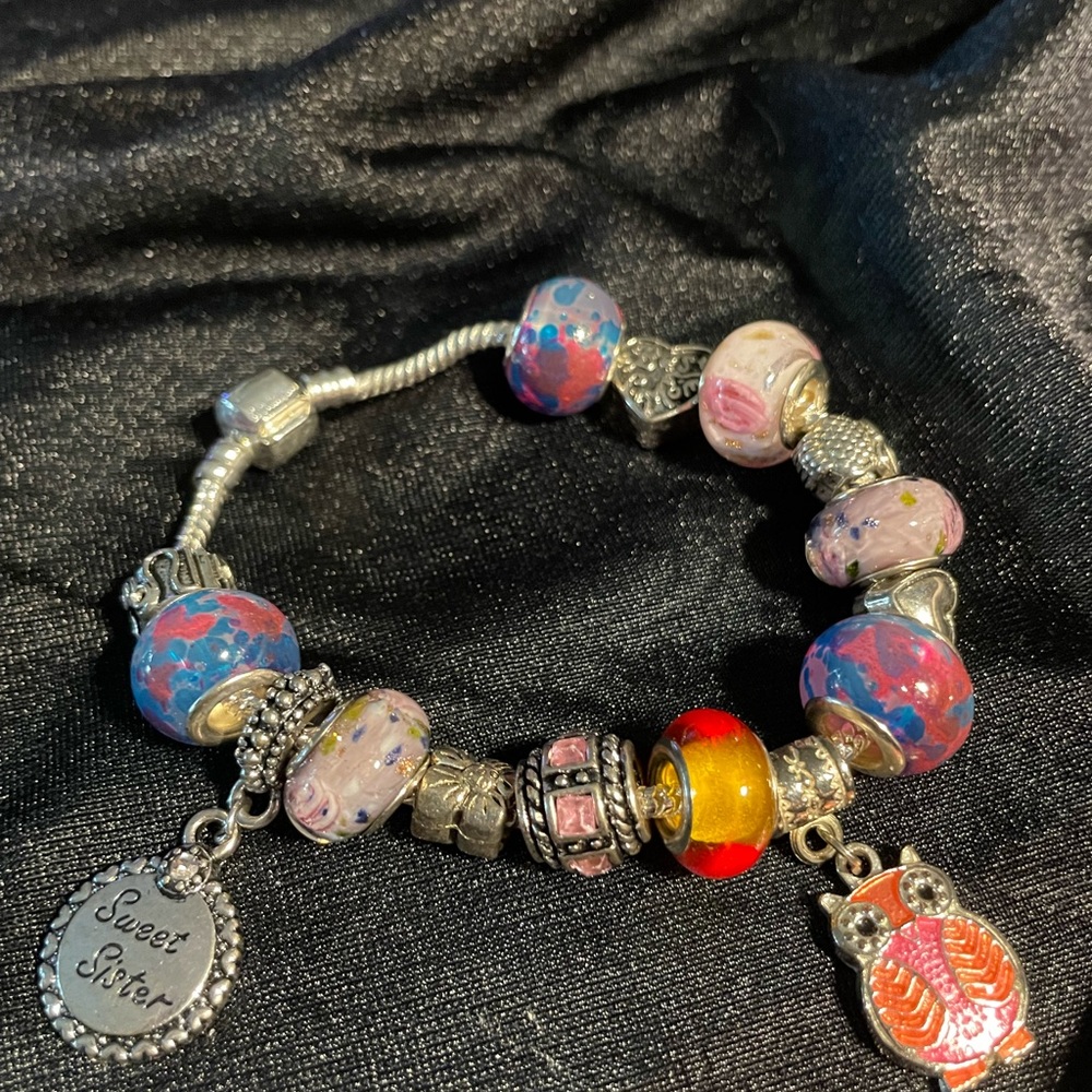 SWEET SISTER MURANO GLASS &925 SILVER BRACELET